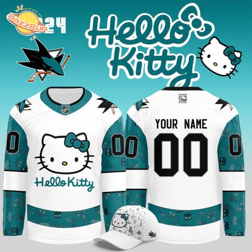 San Jose Sharks x Hello Kitty 50th Anniversary Exclusive Personalized Jersey – Cute Fan Merchandise