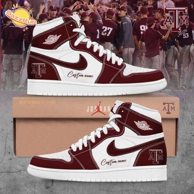 Texas A&M Baseball Custom Name For Fans AJ1 Shoes – Aggies Fan Footwear