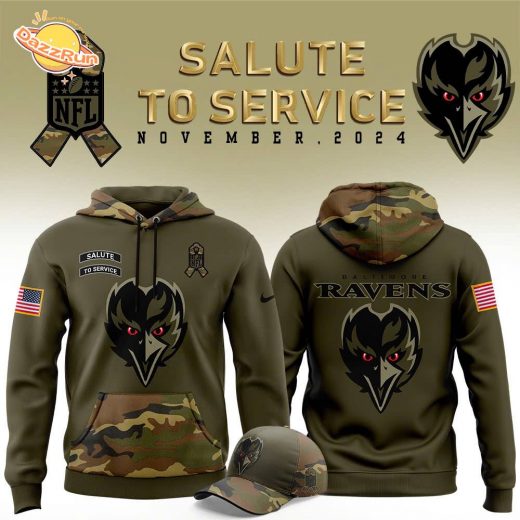 Baltimore Ravens Nike Camo 2024 Salute to Service Fleece Hoodie