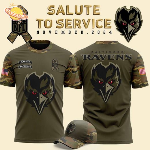 Baltimore Ravens Nike Camo 2024 Salute to Service T-shirt – Military Tribute Edition