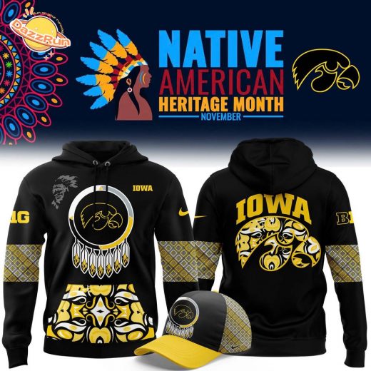 Black Iowa Hawkeyes 2024 Native American Heritage Month Hoodie – Men’s Premium Edition