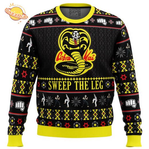 Cobra Kai Sweep The Leg Karate Kid Ugly Christmas Sweater – 80s Movie Special