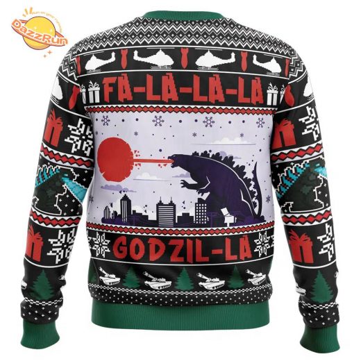 FaLaLaLa GodzilLa Godzilla Ugly Christmas Sweater Monster Mash 2