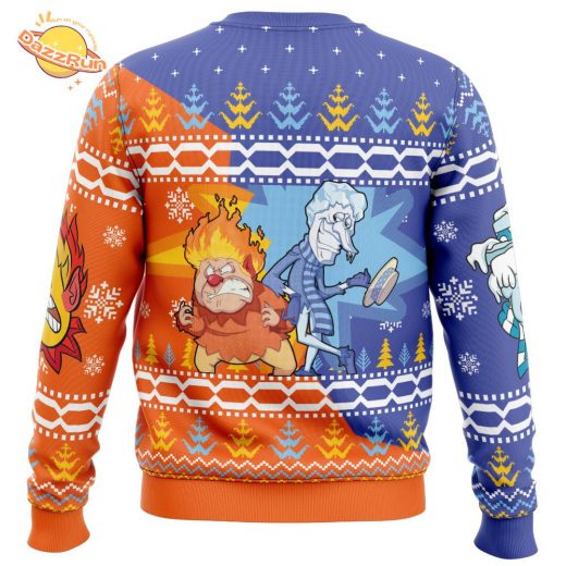 Heat and Snow Miser Ugly Christmas Sweater – Year Without Santa Claus