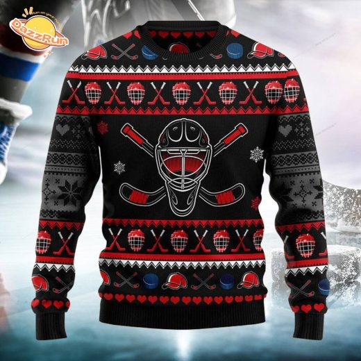 Hockey Puck Christmas Ugly Sweater 2024