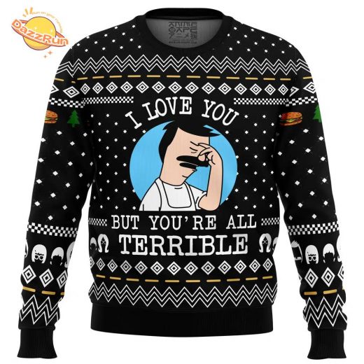 I Love You but Bob’s Burgers Ugly Christmas Sweater – TV Show Holiday Special