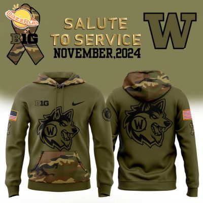 2024 Washington Huskies Football Nike Camo Hoodie – Salute to Service Fleece Pullover