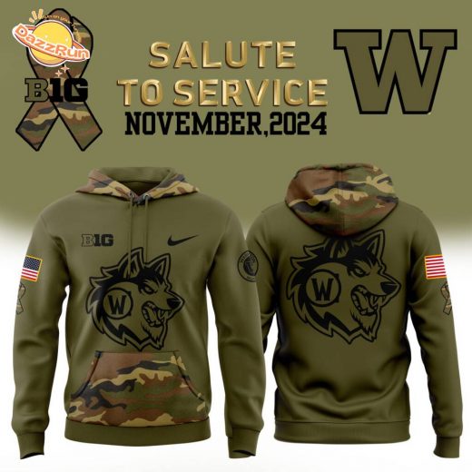 2024 Washington Huskies Football Nike Camo Hoodie – Salute to Service Fleece Pullover