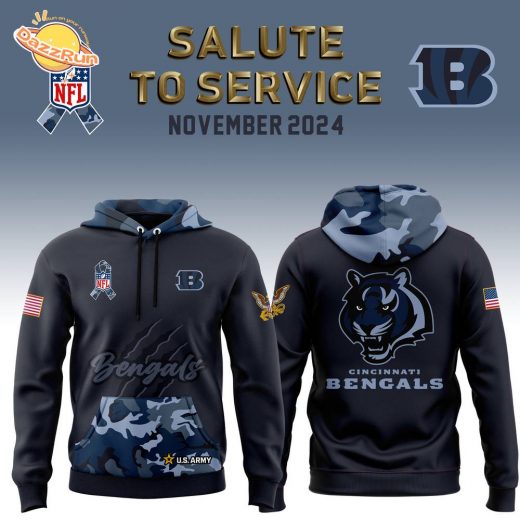 Cincinnati Bengals Navy Camo 2024 Salute to Service Hoodie