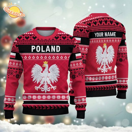 Customize Poland Coat Of Arms Christmas Pattern Ugly Sweater