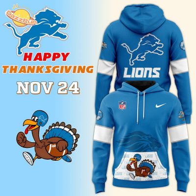 Detroit Lions 2024 Thanksgiving Blue Premium Limited Hoodie