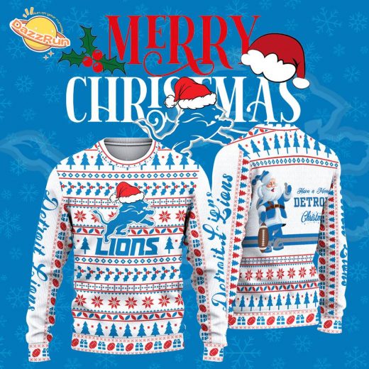 Detroit Lions Merry Christmas 2024 Knitted Sweater