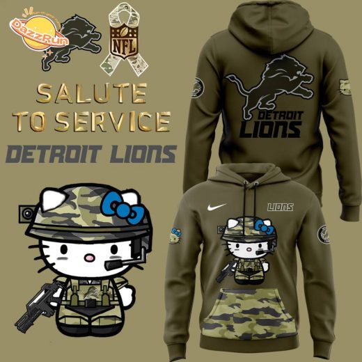 Hello Kitty x Detroit Lions 2024 Nike Camo Salute to Service Hoodie – Limited Edition