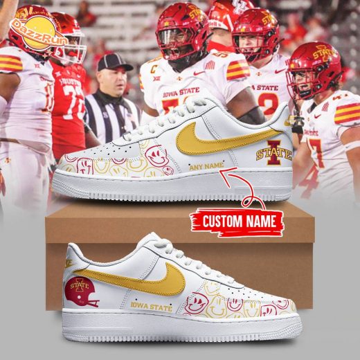 Iowa State Football AF1 Sneakers – Black and White Design, Sports Fashion