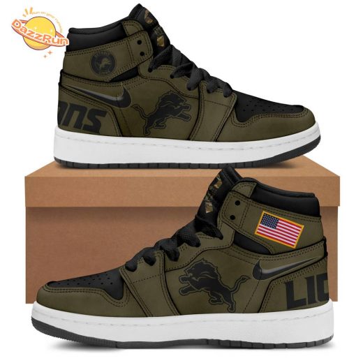 Men’s Detroit Lions Nike Camo 2024 Salute to Service AJ1 Shoes