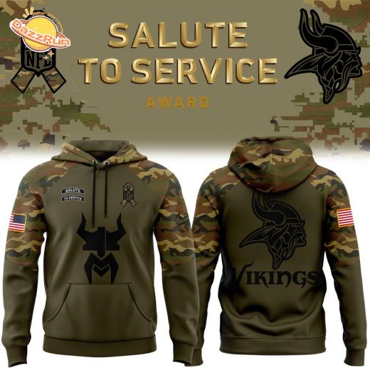 Minnesota Vikings Camo 2024 Salute to Service Pullover Hoodie