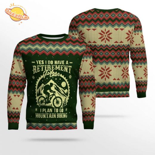 Mountain Biking Is My Retirement Plan Christmas Sweater