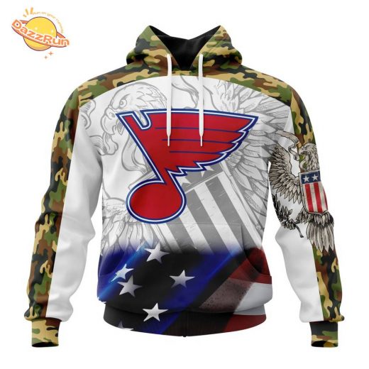 NHL St. Louis Blues Specialized Design with America Flag and Eagle Hoodie