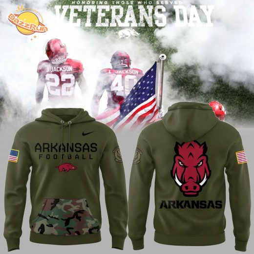 Nike Arkansas Razorbacks 2024 Veteran Camo Hot Design Hoodie