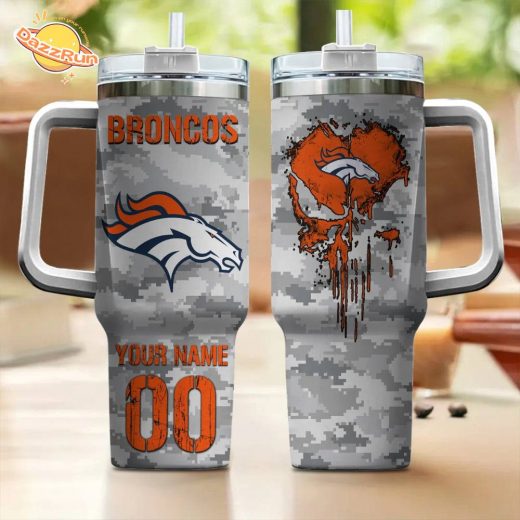 Personalized NFL Broncos 40oz Tumbler – Custom Football Fan Cup