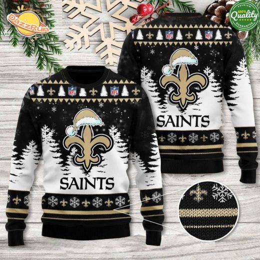 Saints Knit Pattern Ugly Christmas Sweater