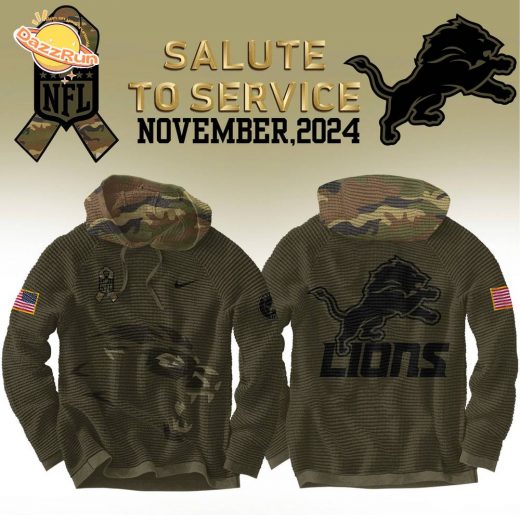 Unisex Detroit Lions Nike Camo 2024 Salute to Service Waffle Hoodie