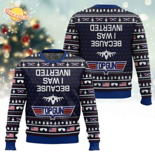 Inverted Top Gun Ugly Christmas Sweater – Flight Pilot Holiday