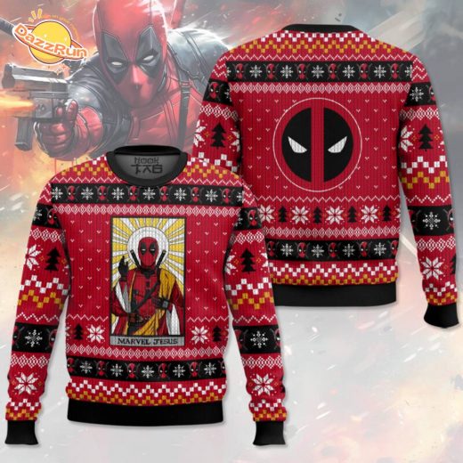 Marvel Jesus Deadpool Ugly Christmas Sweater – Superhero Holiday Vibes