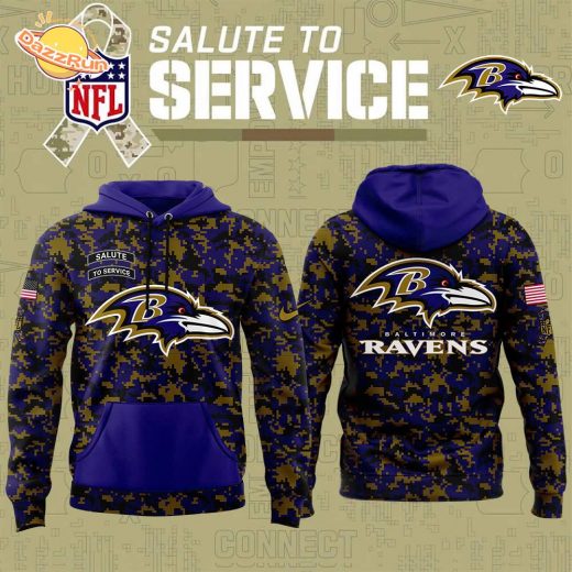 Men’s Baltimore Ravens Nike Camo 2024 Salute to Service Club Fleece Pullover Hoodie – Camouflage Design