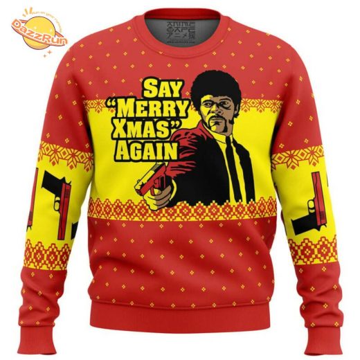 Merry Xmas Again Pulp Fiction Ugly Christmas Sweater – Quentin Tarantino Tribute