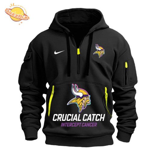 Minnesota Vikings Crucial Catch Black Half Zip Hoodie – 2024 Limited Edition