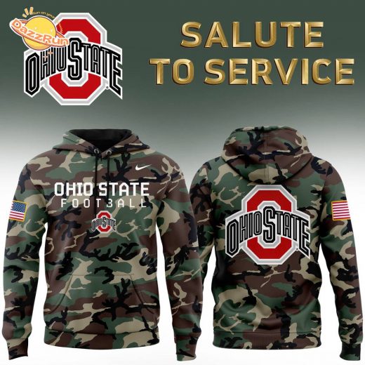 Ohio State Buckeyes 2024 Nike Camo Salute to Service Pullover Hoodie