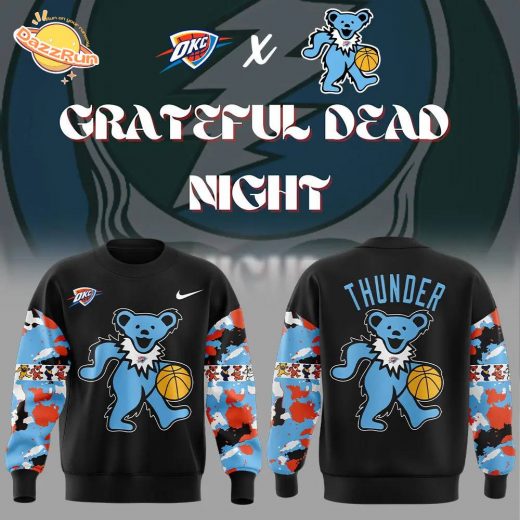 Oklahoma City Thunder Grateful Dead Night Black Nike Sweatshirt 2024