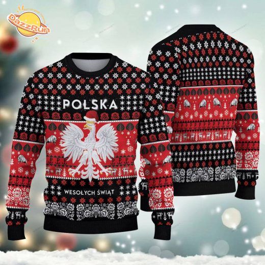 Polska Eagle Christmas Pattern Ugly Christmas Sweater – Polish Holiday Special