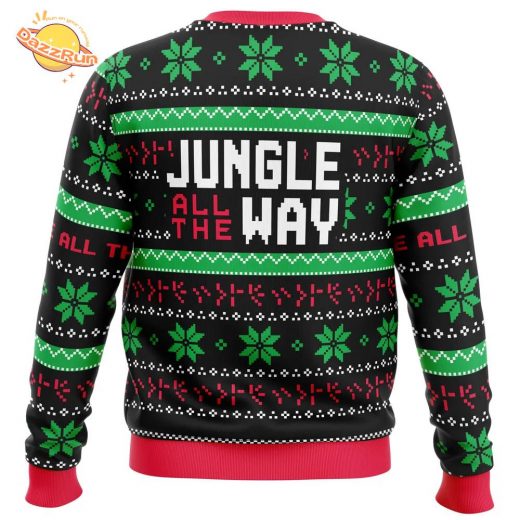 Schwarzenegger Predator Jungle All the Way Christmas Ugly Sweater