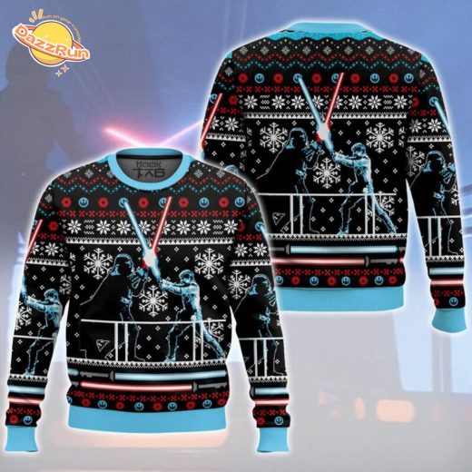 Star Wars Lightsaber Duel Faux Ugly Christmas Sweater – Jedi Christmas Edition