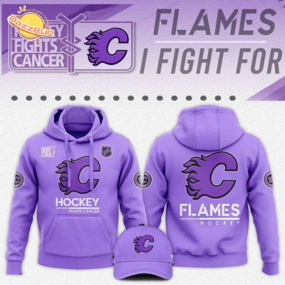 Calgary Flames Hockey Fights Cancer Unisex Hoodie | NHL Cancer Awareness Apparel