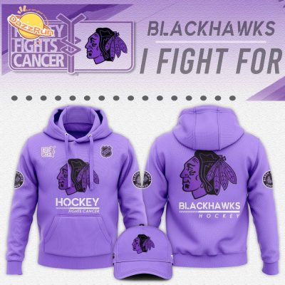 Chicago Blackhawks Hockey Fights Cancer Unisex Hoodie | NHL Cancer Awareness Hoodie