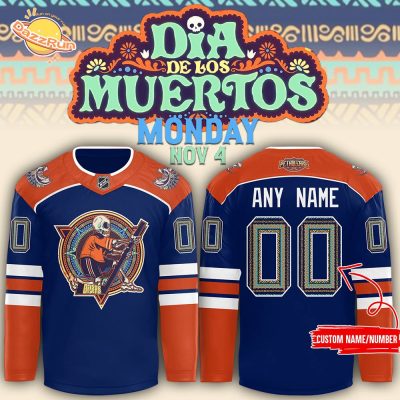 Edmonton Oilers Dia De Los Muertos Day of the Dead Jersey 2024 | Customizable NHL Crucial Celebration Jersey