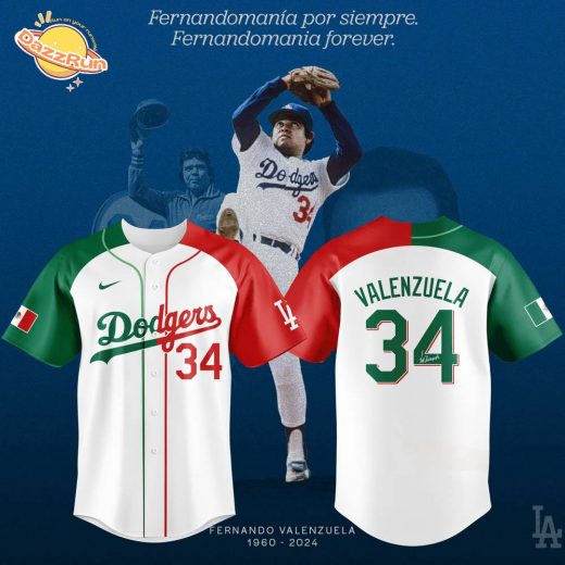 Los Angeles Dodgers Fernando Valenzuela FOREVER 34 Special Mexican Edition Jersey | Dodgers Legacy Valenzuela Jersey