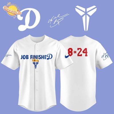 Los Angeles Dodgers Nike Gear Via Kobe Bryant & Vanessa Bryant “Job Finished 8 In 24” Unisex Jersey | Special Edition Dodgers Jersey