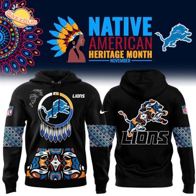 Men’s Nike Detroit Lions 2024 Native American Heritage Month Premium Limited Pullover Hoodie | NFL Heritage Hoodie