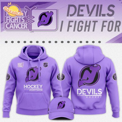 New Jersey Devils Hockey Fights Cancer Unisex Hoodie | NHL Support Cancer Research Hoodie