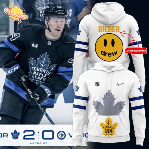 Toronto Maple Leafs 2024 Justin Bieber NHL Hoodie (White) | Customizable Fan Gear