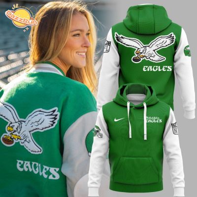 Iconic ’90s Philadelphia Eagles Letterman Jacket “Kelly Green” Hoodie