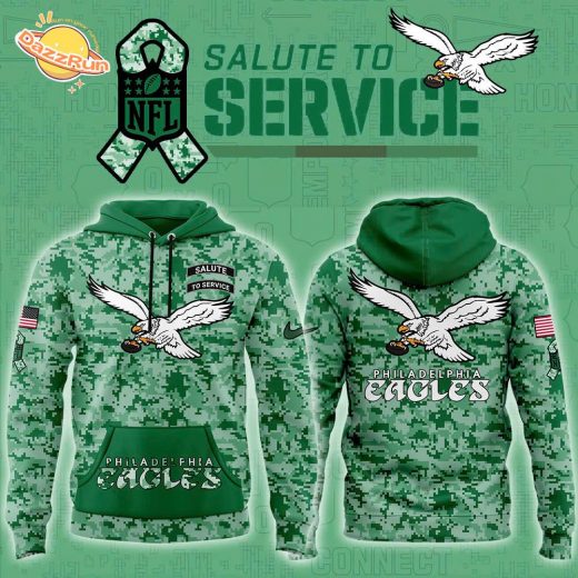 Philadelphia Eagles Nike Kelly Green Arctic Camo 2024 Salute to Service Hoodie