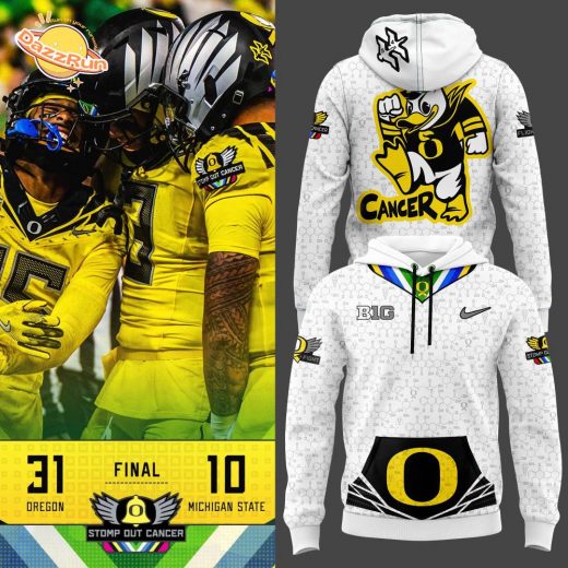 Oregon Ducks Stomp Out Cancer 2024 Limited White Hoodie – Support the Cause