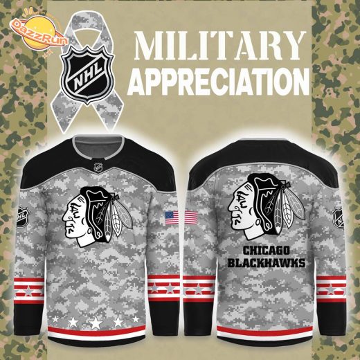 Chicago Blackhawks Nike Arctic Camo 2024 Salute to Service Club Hockey Jersey