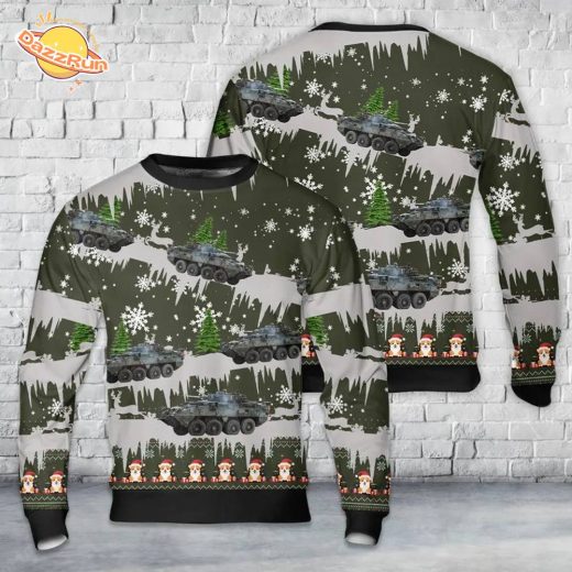 Finish Army Bushmaster Chain Gun AOP Christmas Sweater – Military Themed Holiday Wear