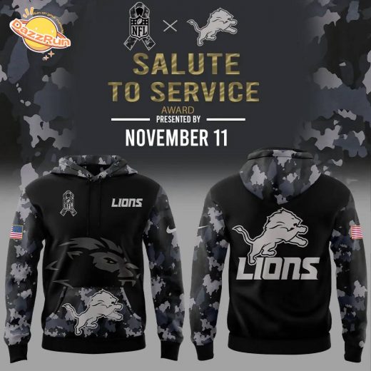 Limited Edition Detroit Lions Salute to Service Camo Black Hoodie